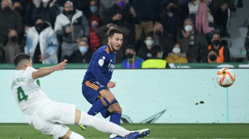 Hazard sinks Elche as 10-man Madrid come from behind in Copa del Rey